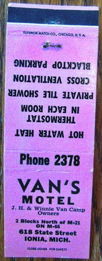 Vans Motel (Eagles Nest Apartments) - Matchbook (newer photo)